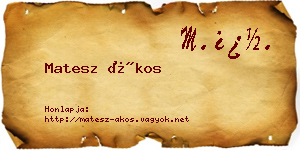 Matesz Ákos névjegykártya